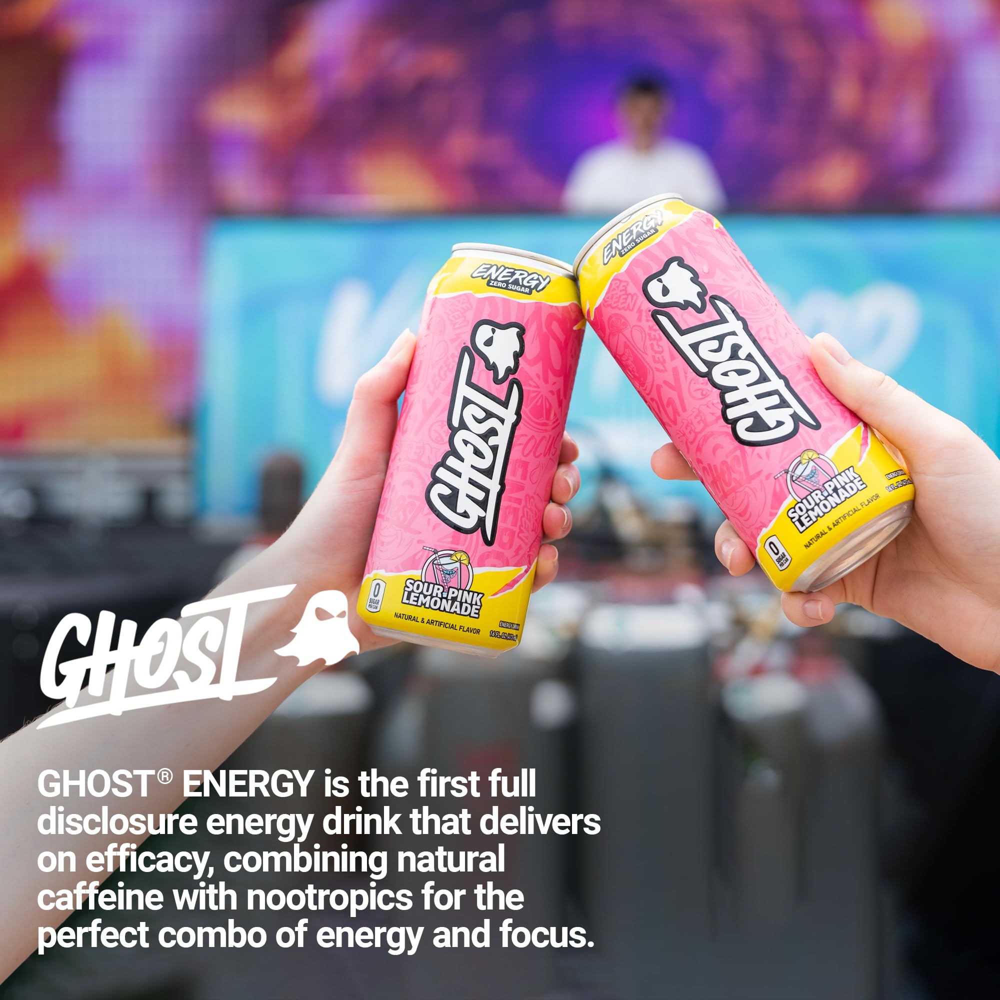 GHOST Energy Sour Pink Lemonade gaming setup shows sustained alertness and quick reaction.