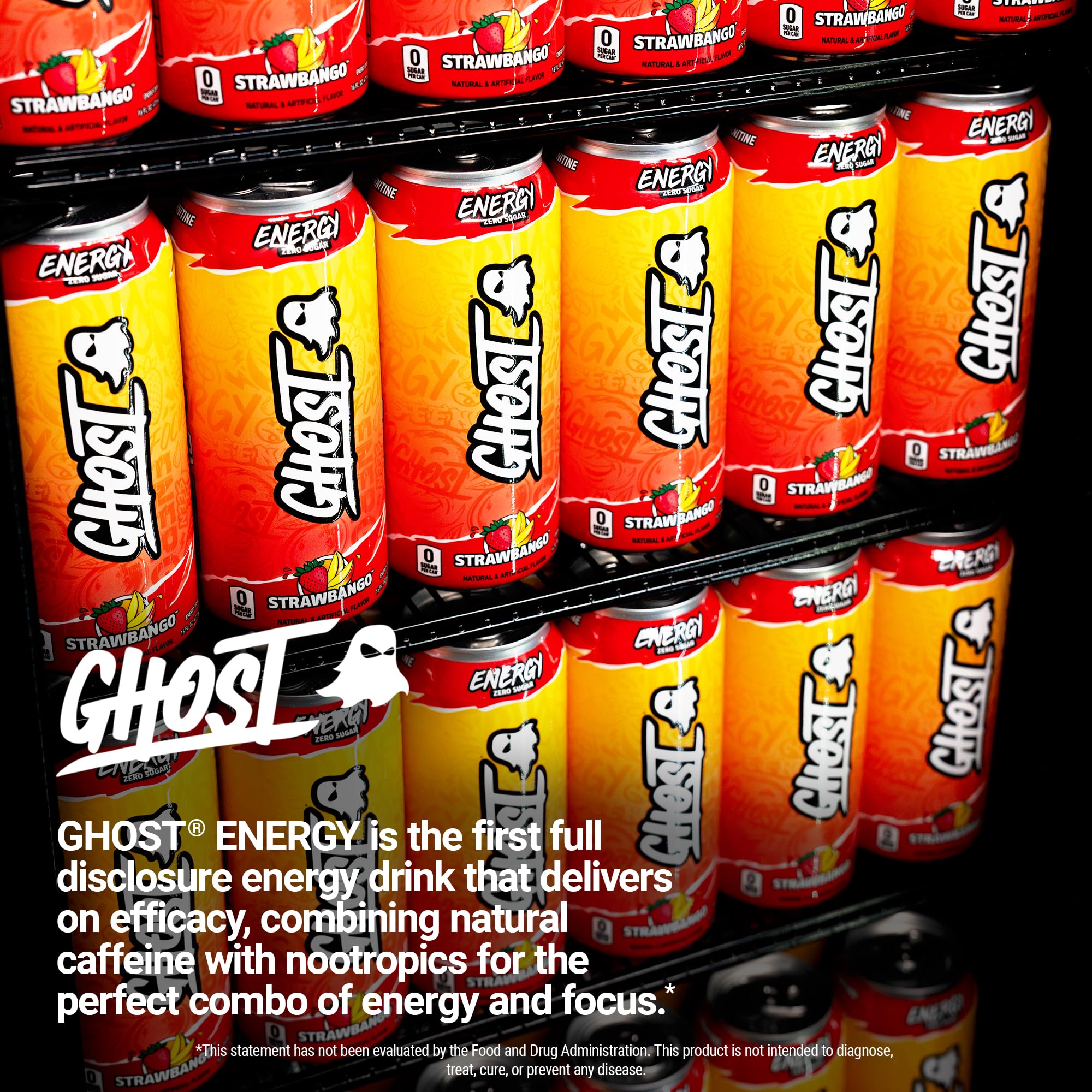 Glass of GHOST Energy Strawbango ready to power study or workout