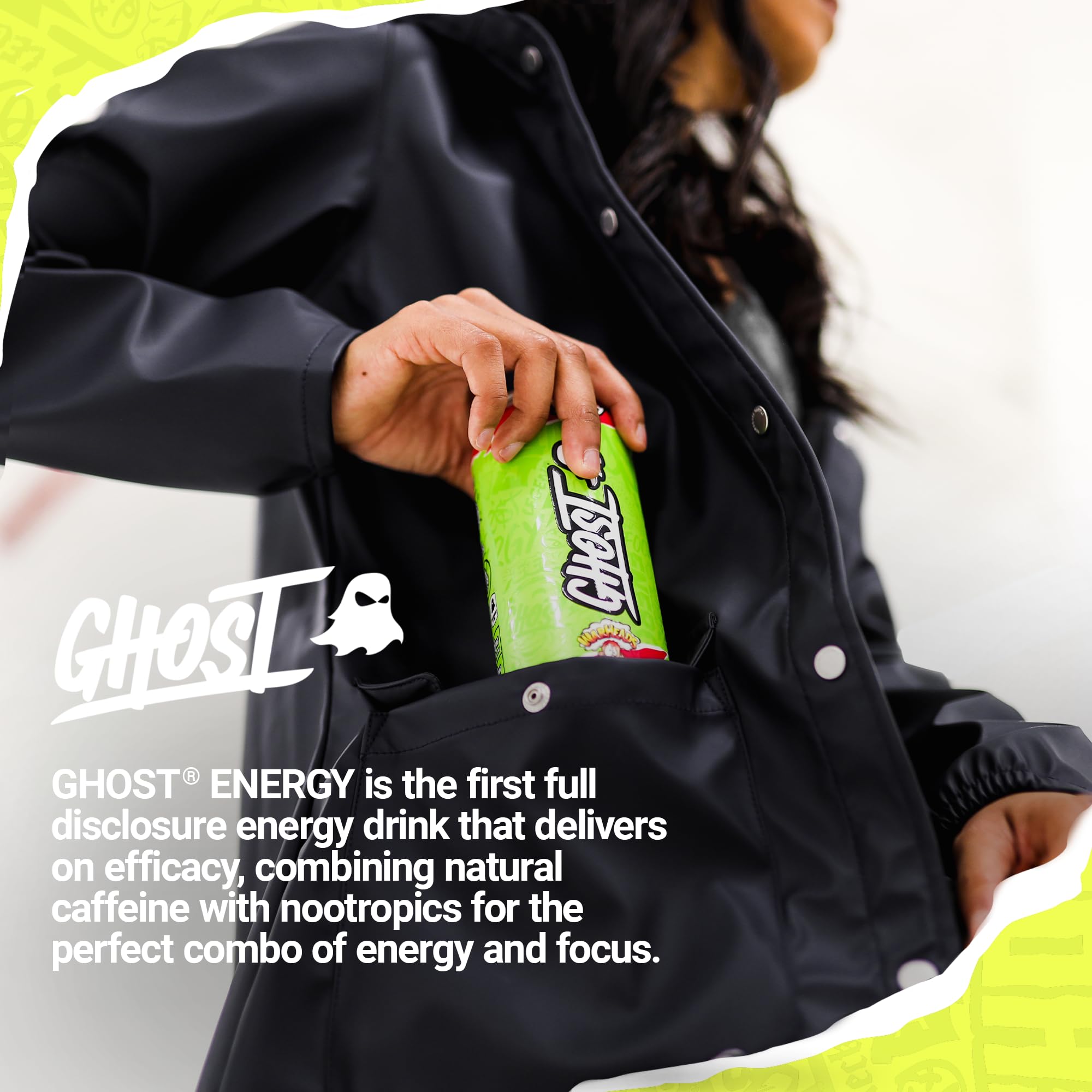 GHOST Energy 12-pack packaging ready for grab-and-go satisfaction.