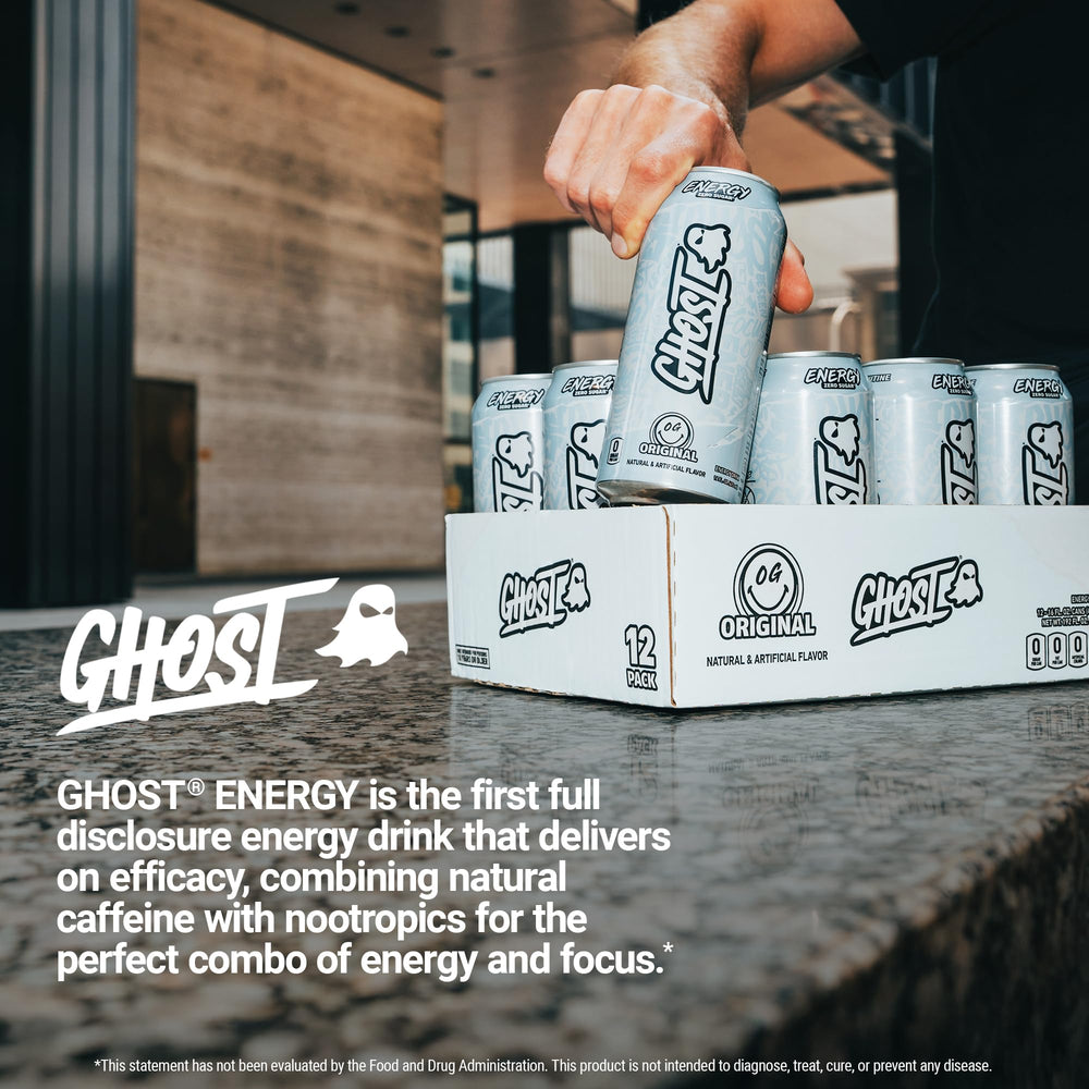 Ghost Energy vegan gluten-free icon on label appealing to dietary choices