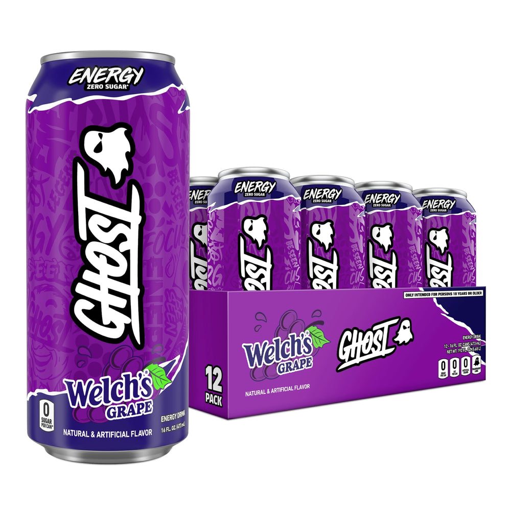 GHOST Energy Welch's Grape 16oz can front view for refreshing energy