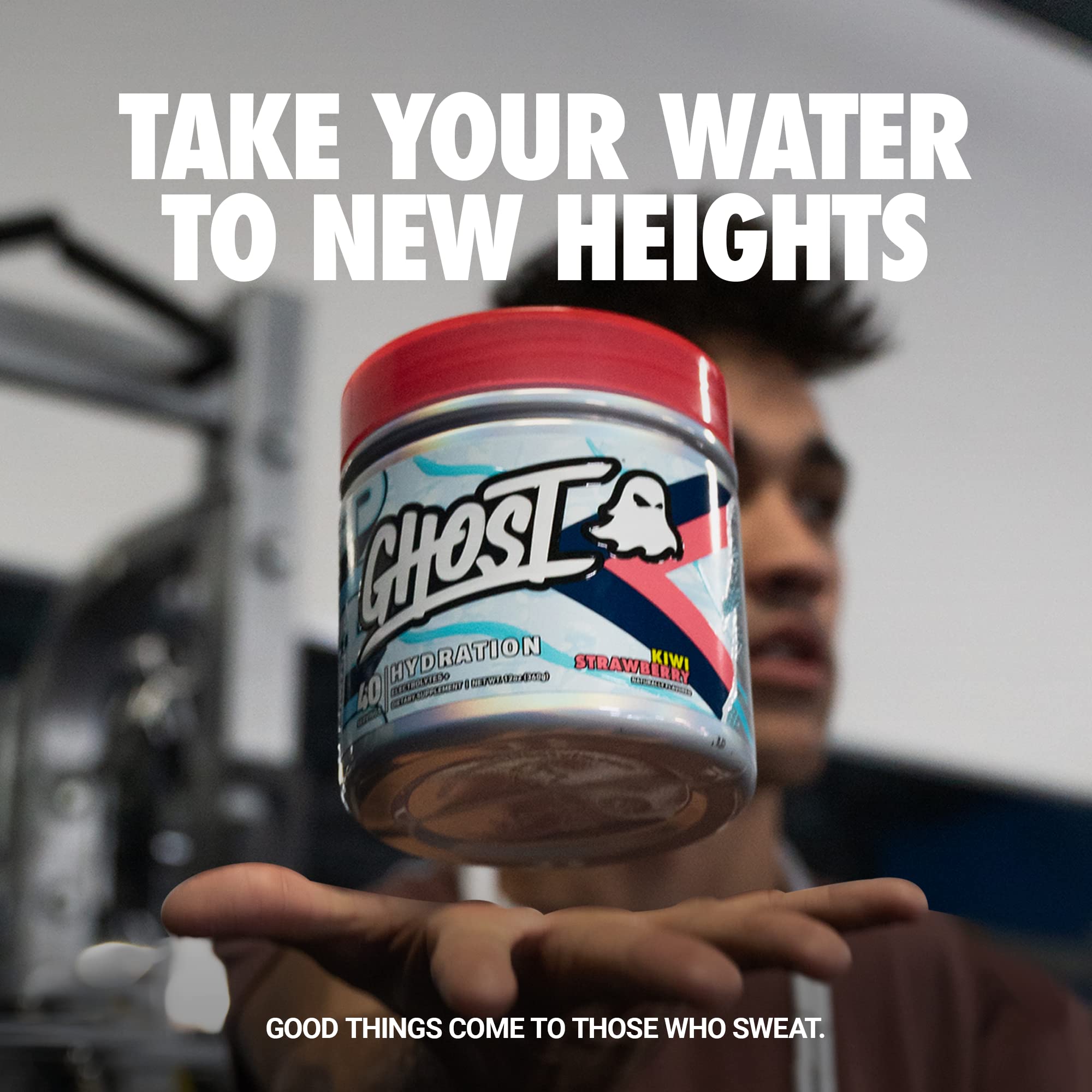 GHOST Hydration bottle ready to mix for gym sessions.