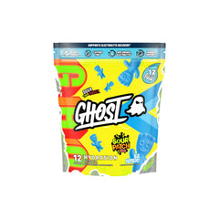 Ghost Hydration Sour Patch Kids Blue Raspberry stick dissolving in water, refreshing electrolytes.