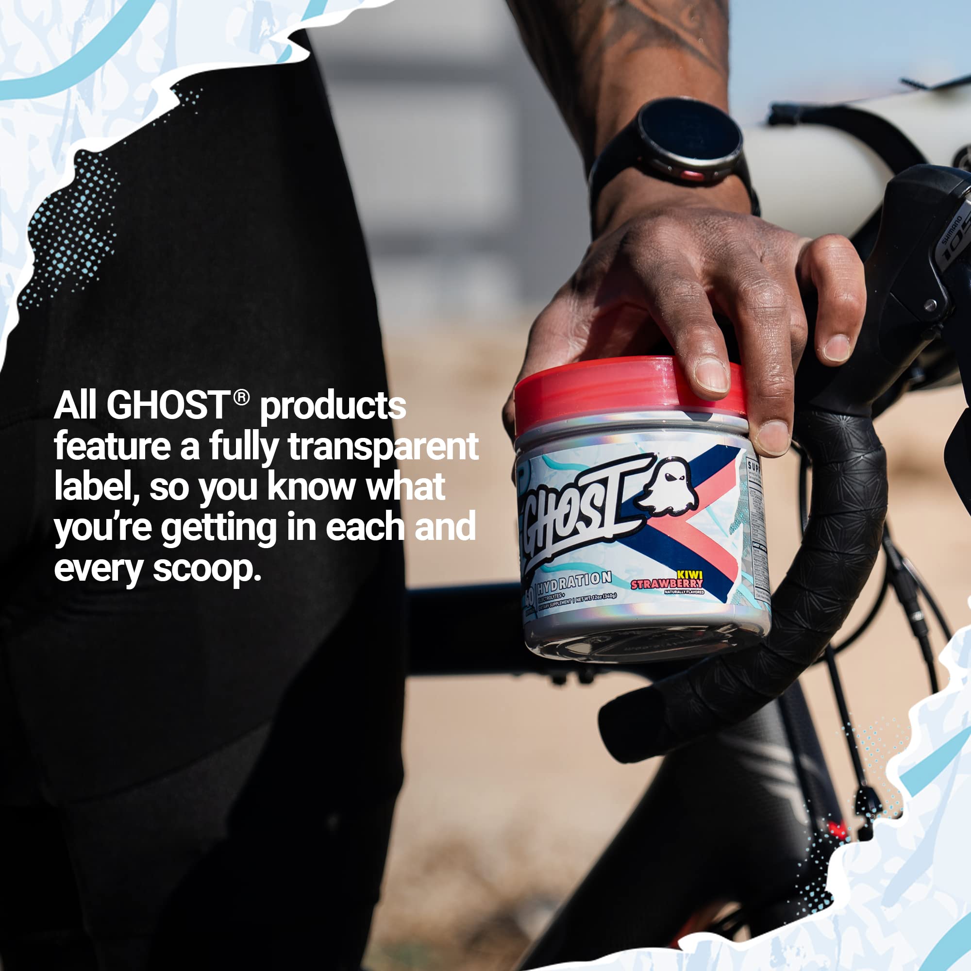 GHOST Hydration vegan, sugar-free formula label.