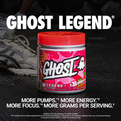 Ghost Legend Bubblicious Strawberry Splash scoop ready to mix for quick energy before training.