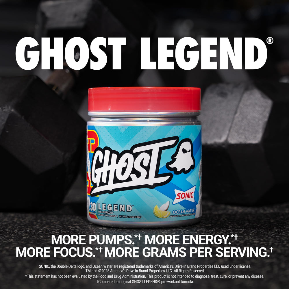 GHOST Legend measuring scoop demonstrates single-serving accuracy for stable energy.