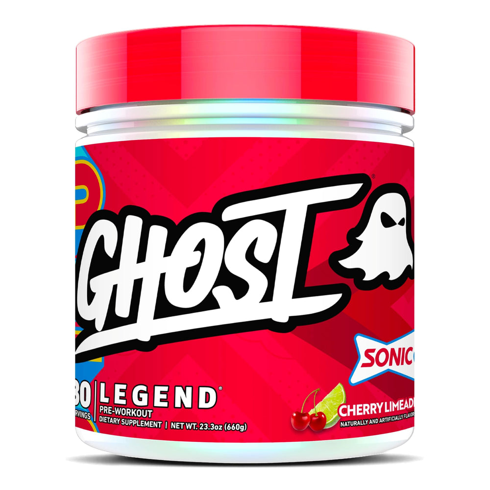 Ghost Legend pre-workout container with a transparent label for precise dosing.