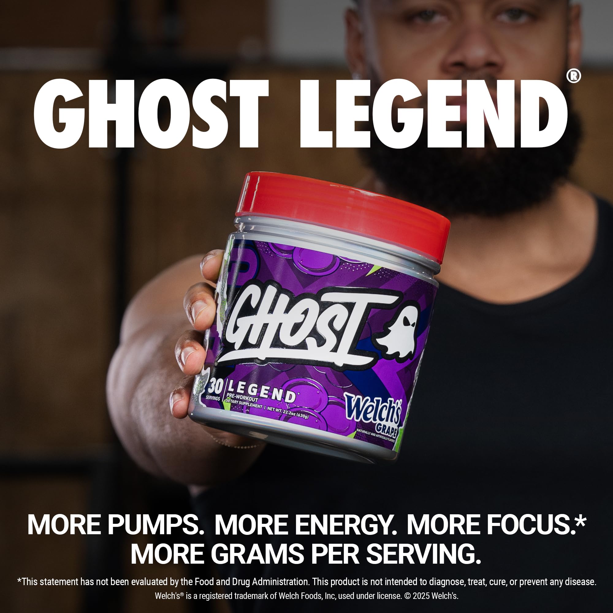 Ghost Legend Welch's Grape powder scoop supports quick, reliable mixing for focused workouts.