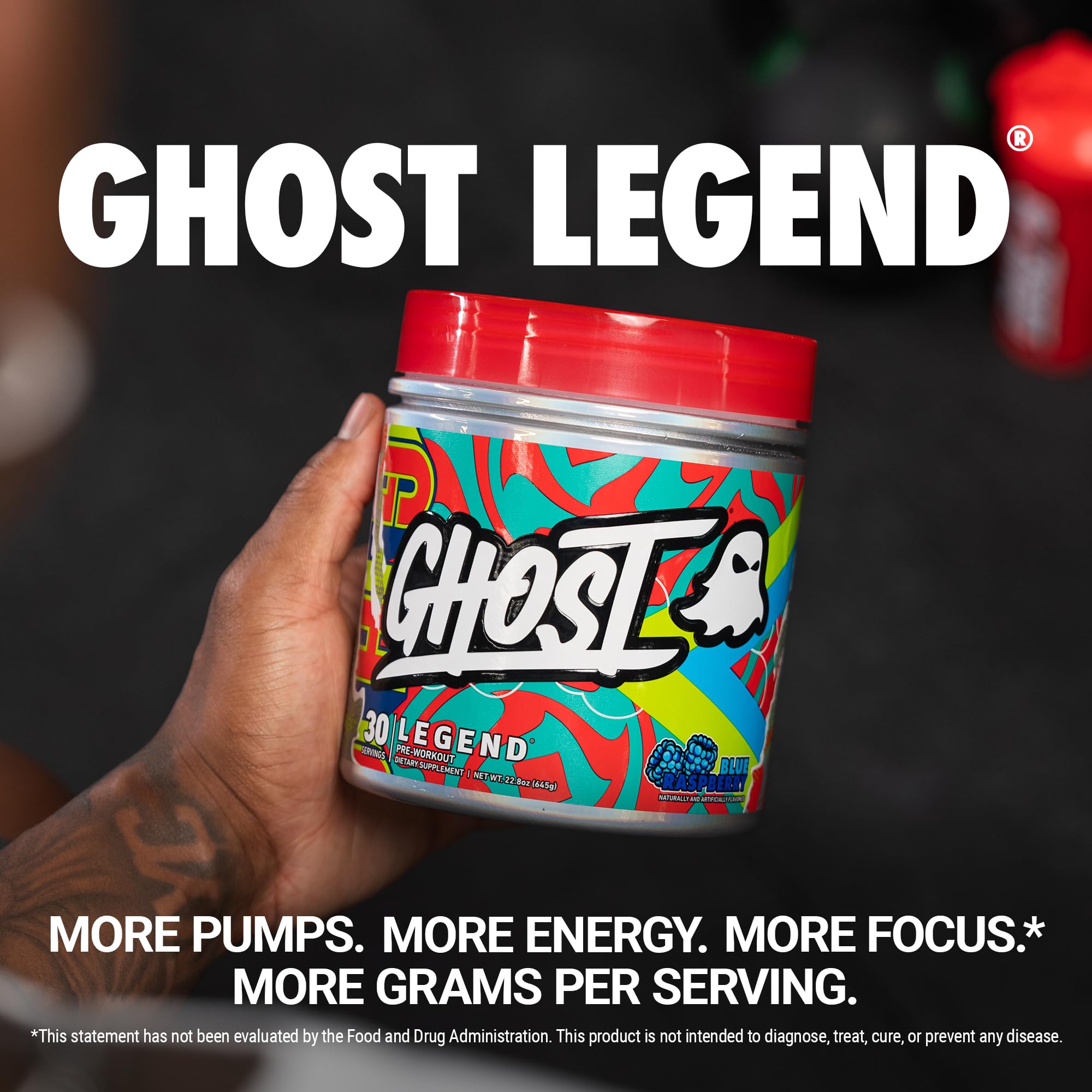 GHOST Legend scoop with measuring spoon shows precise serving
