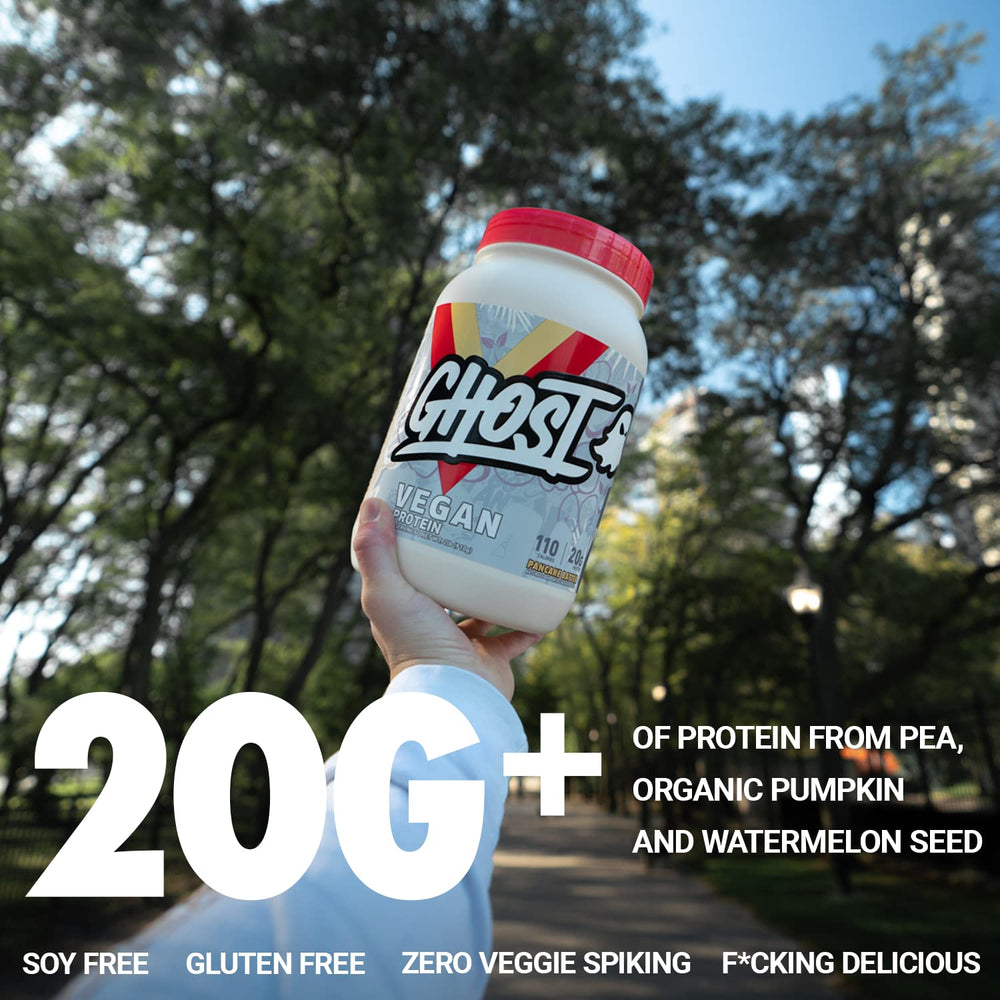Glass of shake made with GHOST Chocolate Cereal Milk vegan protein