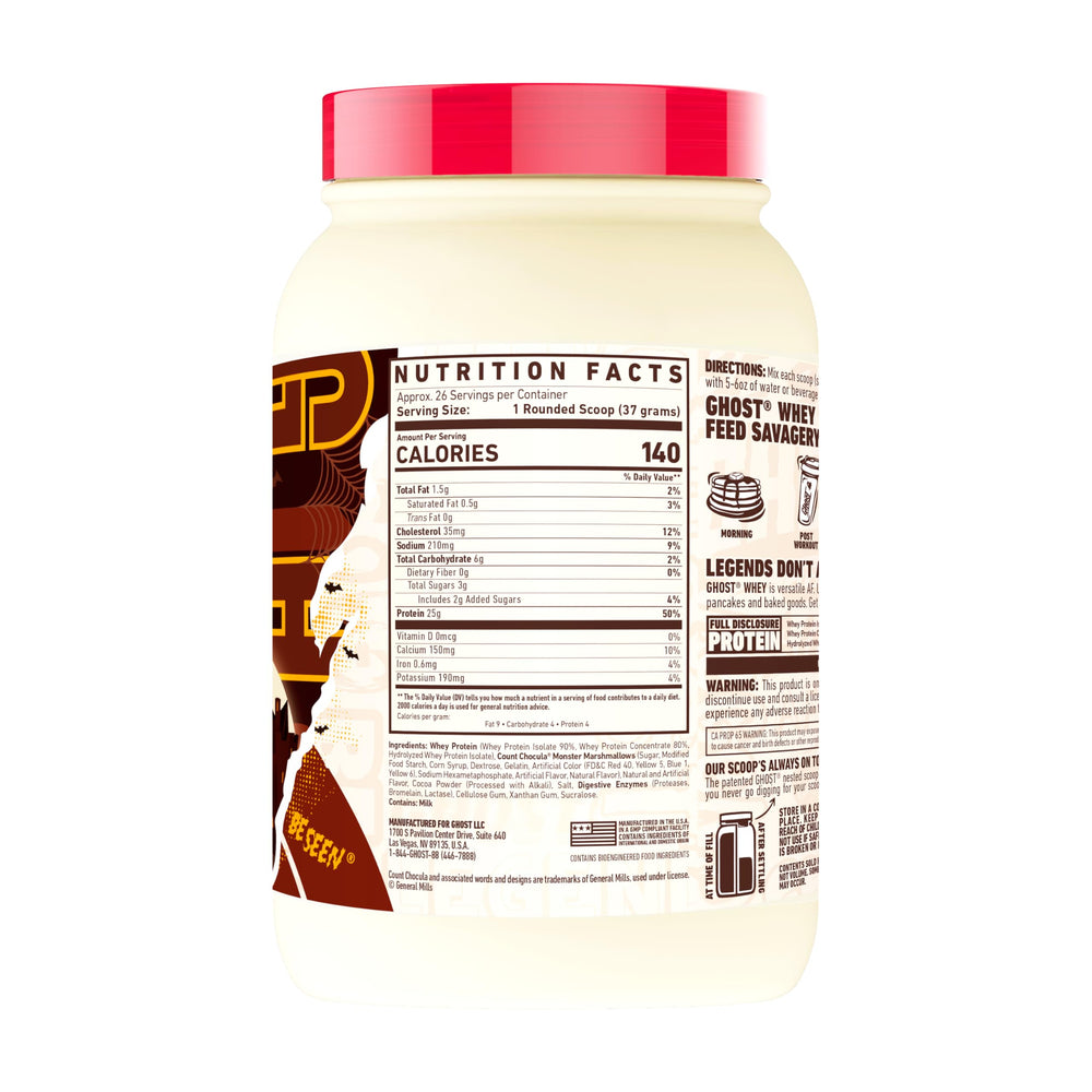 Serving scoop of GHOST Whey Count Chocula showing flavor for a post workout shake.