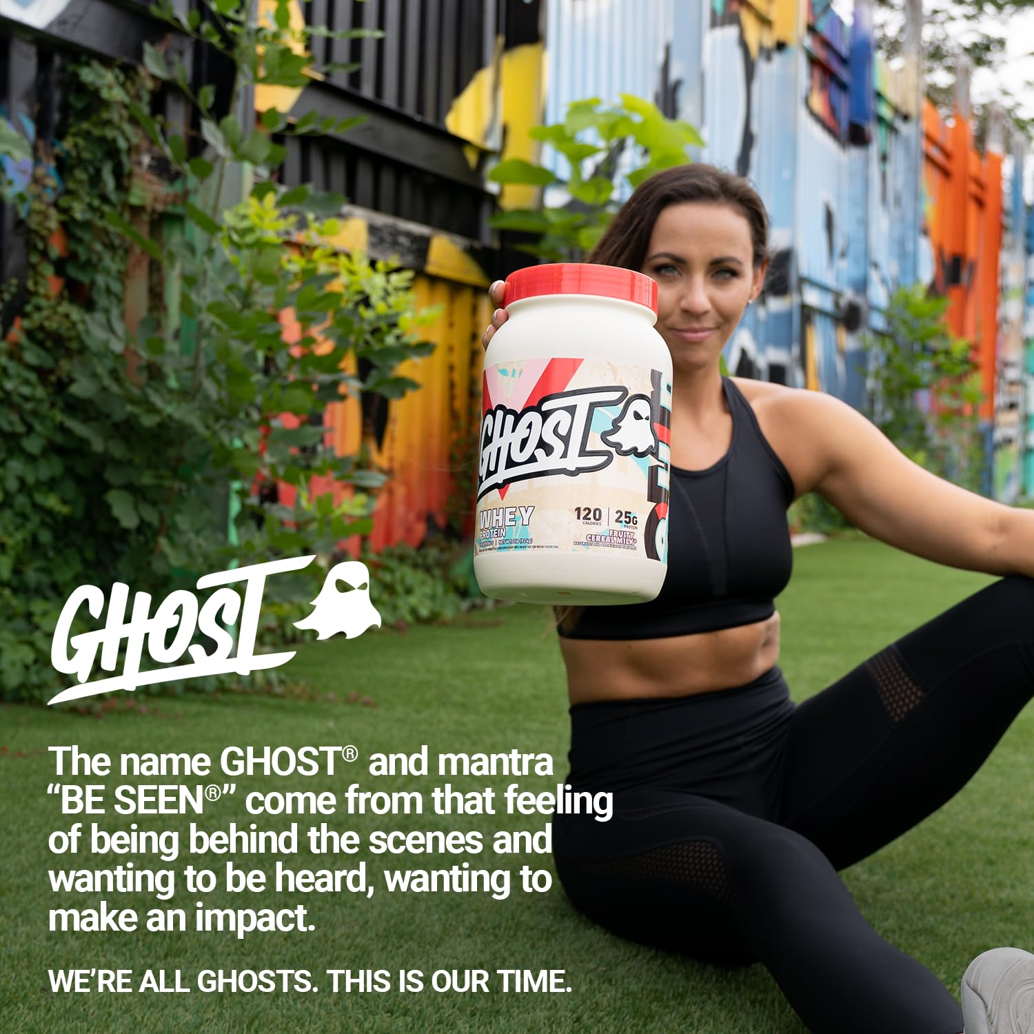 GHOST Whey Fruity Cereal Milk being poured into a shaker for versatility.