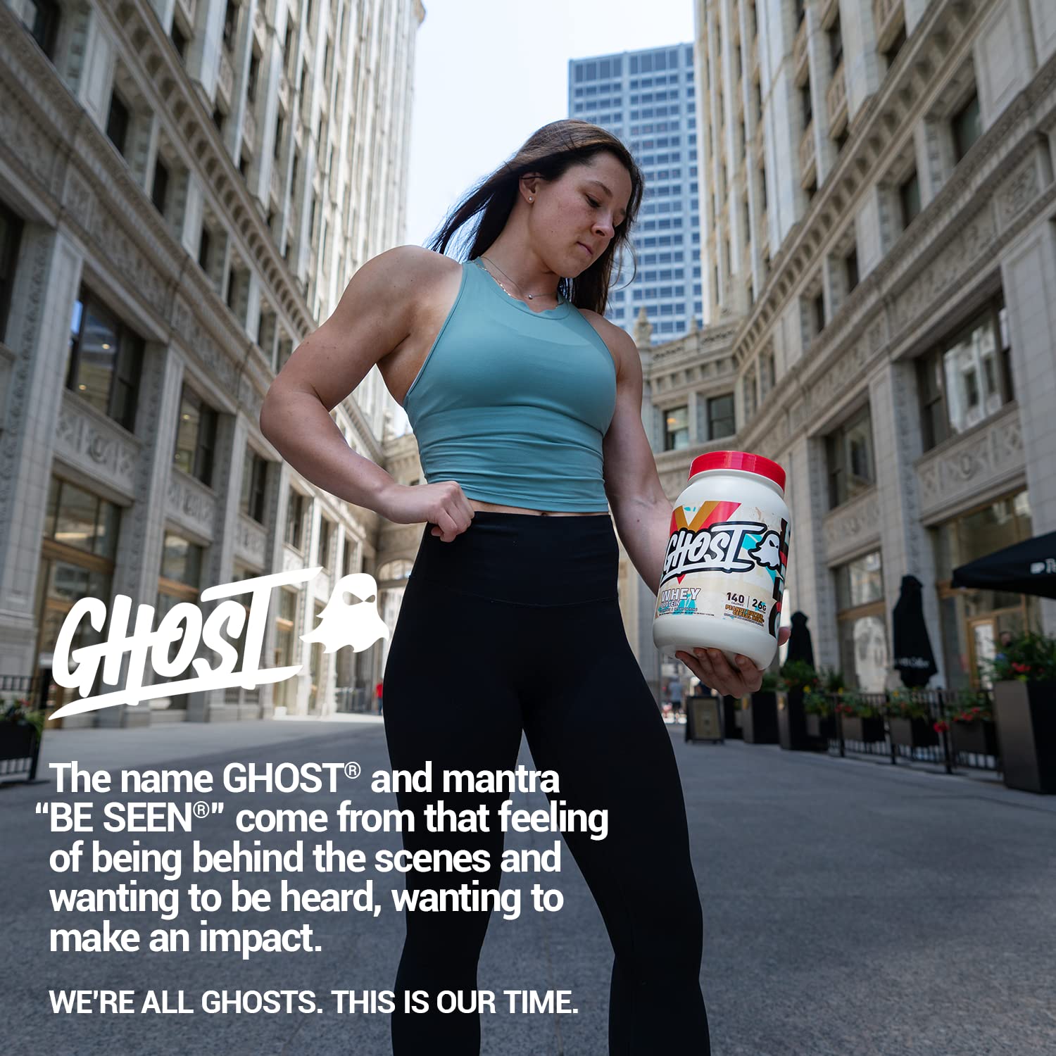 GHOST Whey Peanut Butter Cereal Milk tub back label shows gluten-free and soy-free formulation.