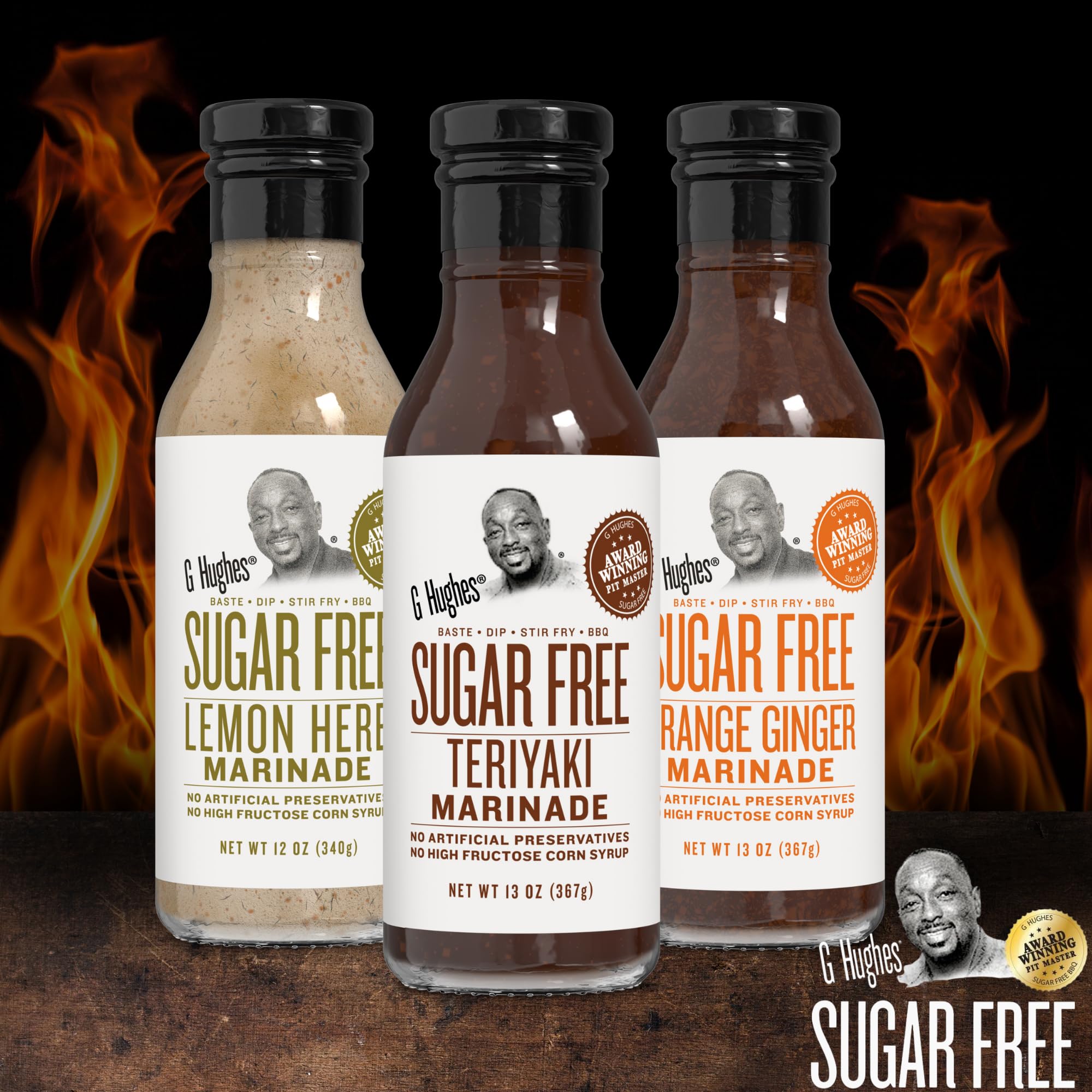 G Hughes marinade dish showcases sugar-free flavor ready to use