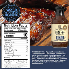 Pouring G Hughes Sugar Free Hickory BBQ sauce over grilled chicken for flavor.
