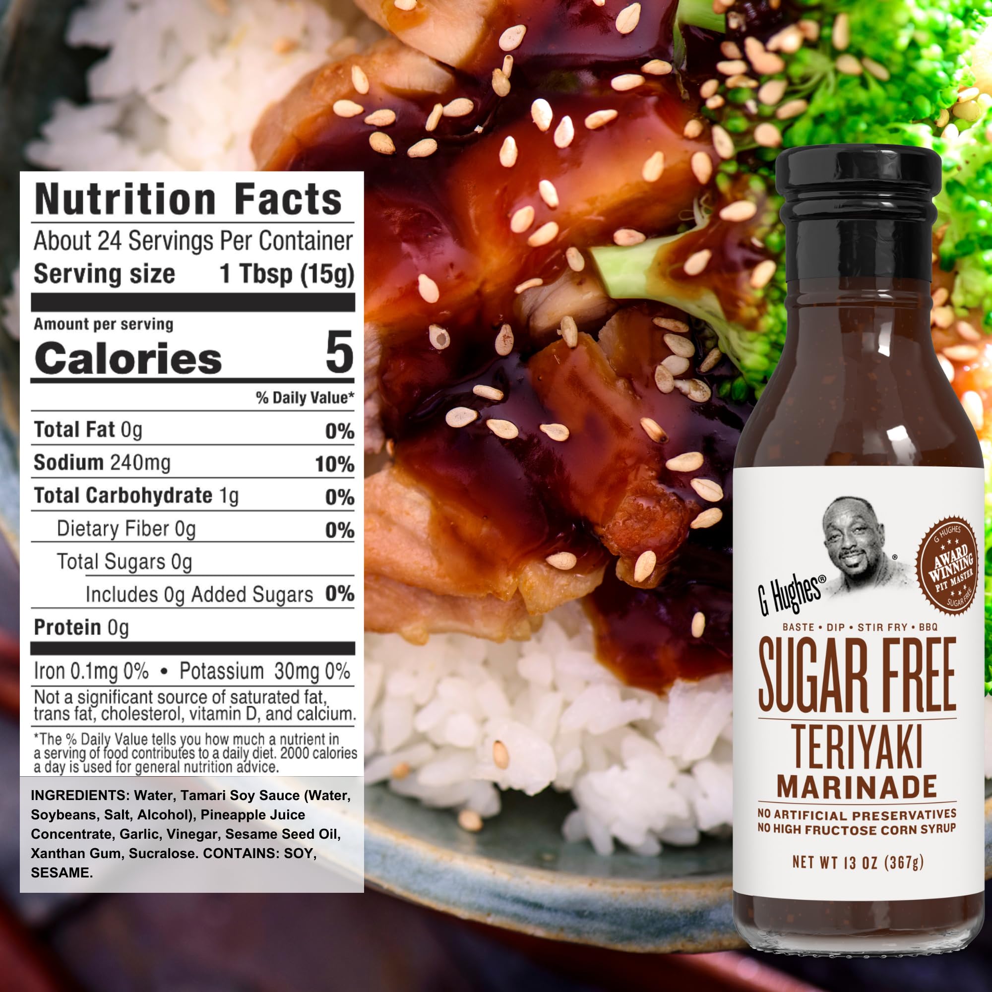 G Hughes Teriyaki bottle adds savory glaze for beef and veggies