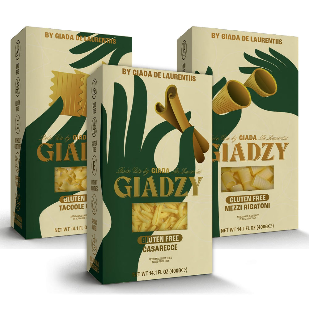 Giadzy gluten-free pasta 3-pack with three shapes for easy gluten-free meals