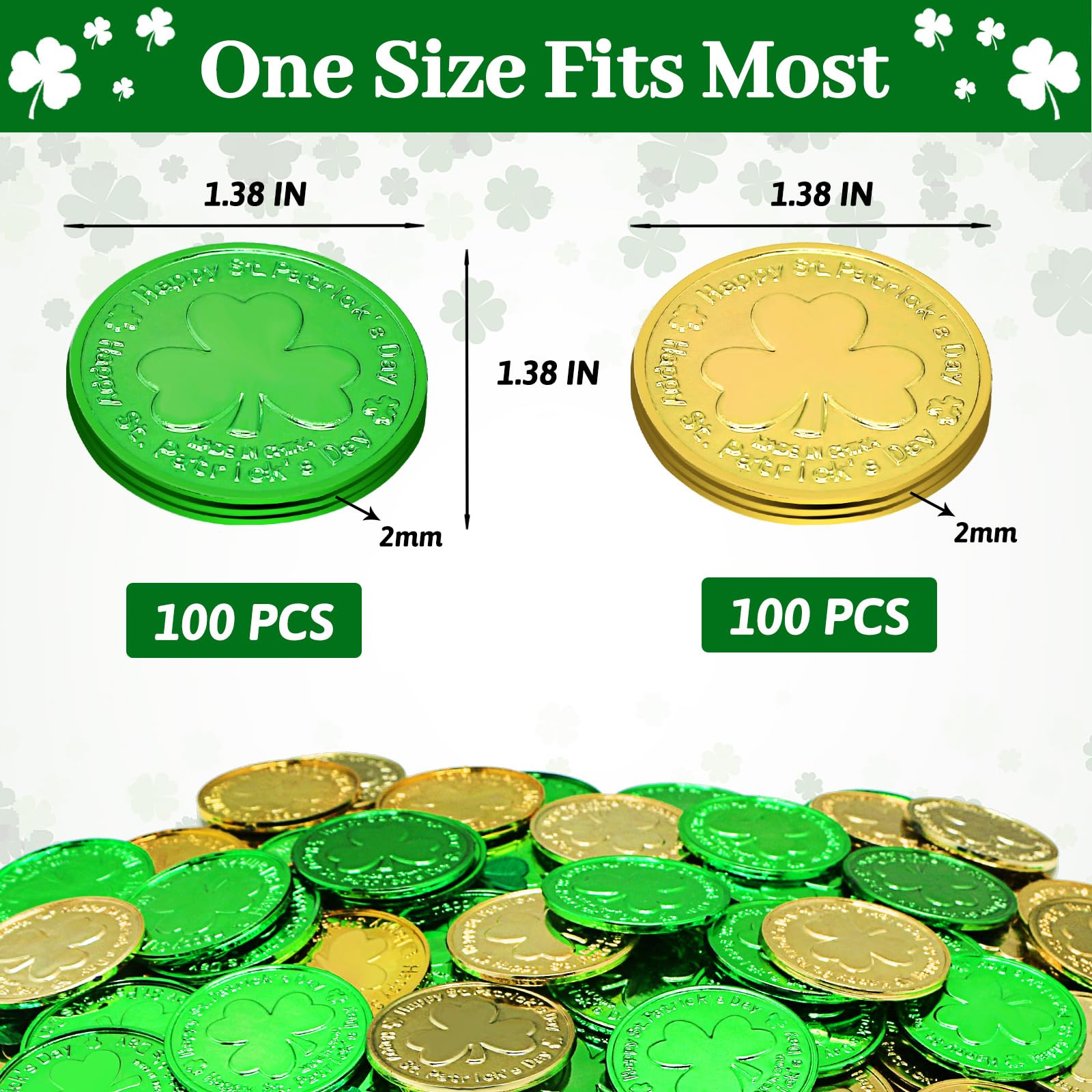 Giaueoa plastic shamrock coins in green highlight bright accents for celebrations