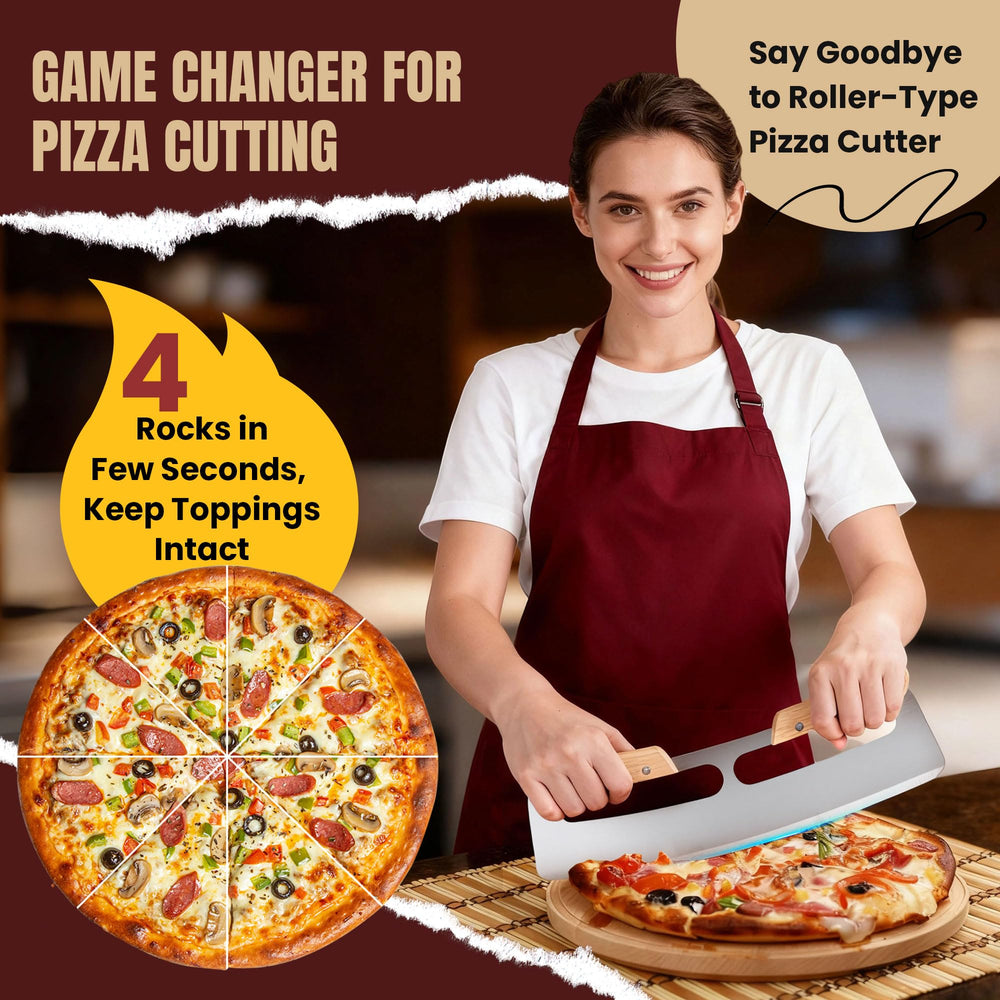 Gicyiit 14 inch pizza rocker for quick, even crust cuts.