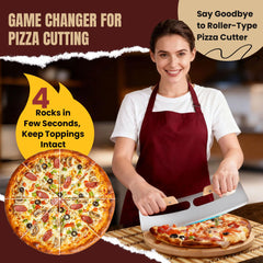 Gicyiit 14 inch pizza rocker for quick, even crust cuts.