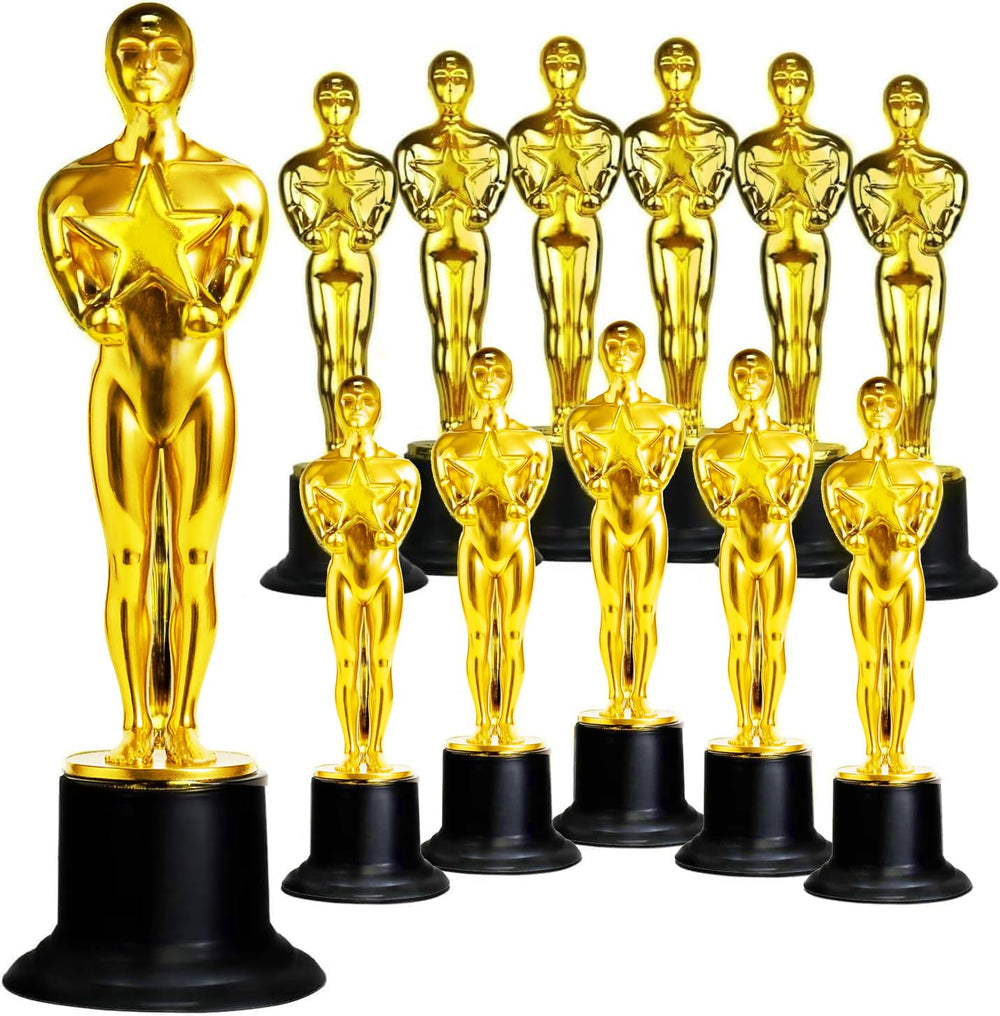 GiftExpress 12-pack 6-inch gold trophies for award ceremonies.