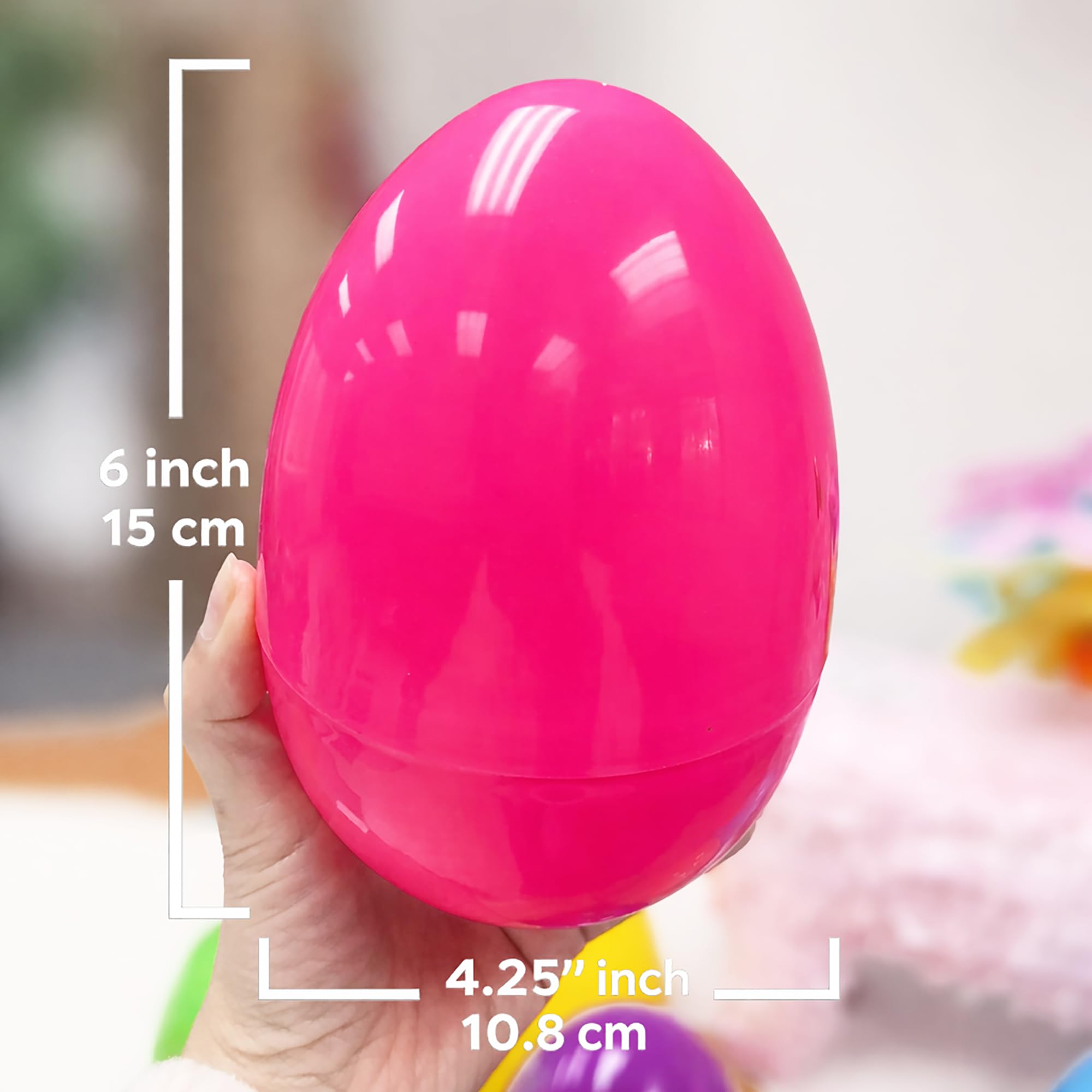 GiftExpress fillable 6-inch Easter egg with roomy interior for toys and candies.