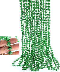 GiftExpress green shamrock beads 7mm detail highlights lightweight, durable party jewelry.