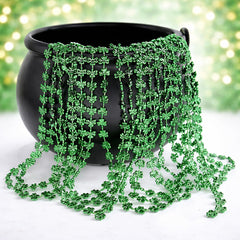 GiftExpress green shamrock necklaces on model showcase bold party-ready style.