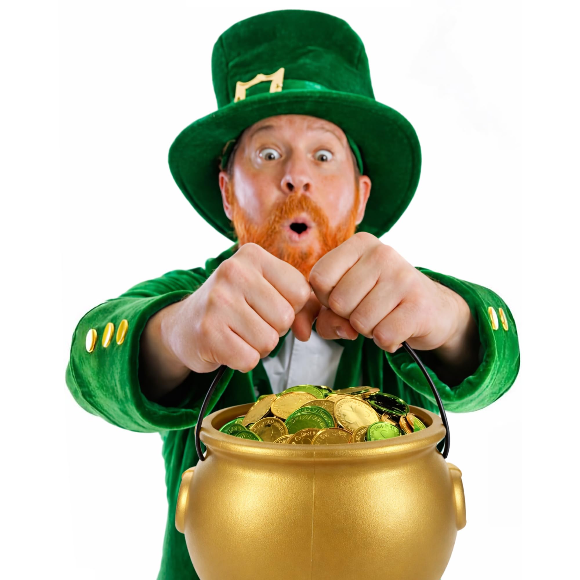 GiftExpress leprechaun pot of gold coin holder displaying coins and candy
