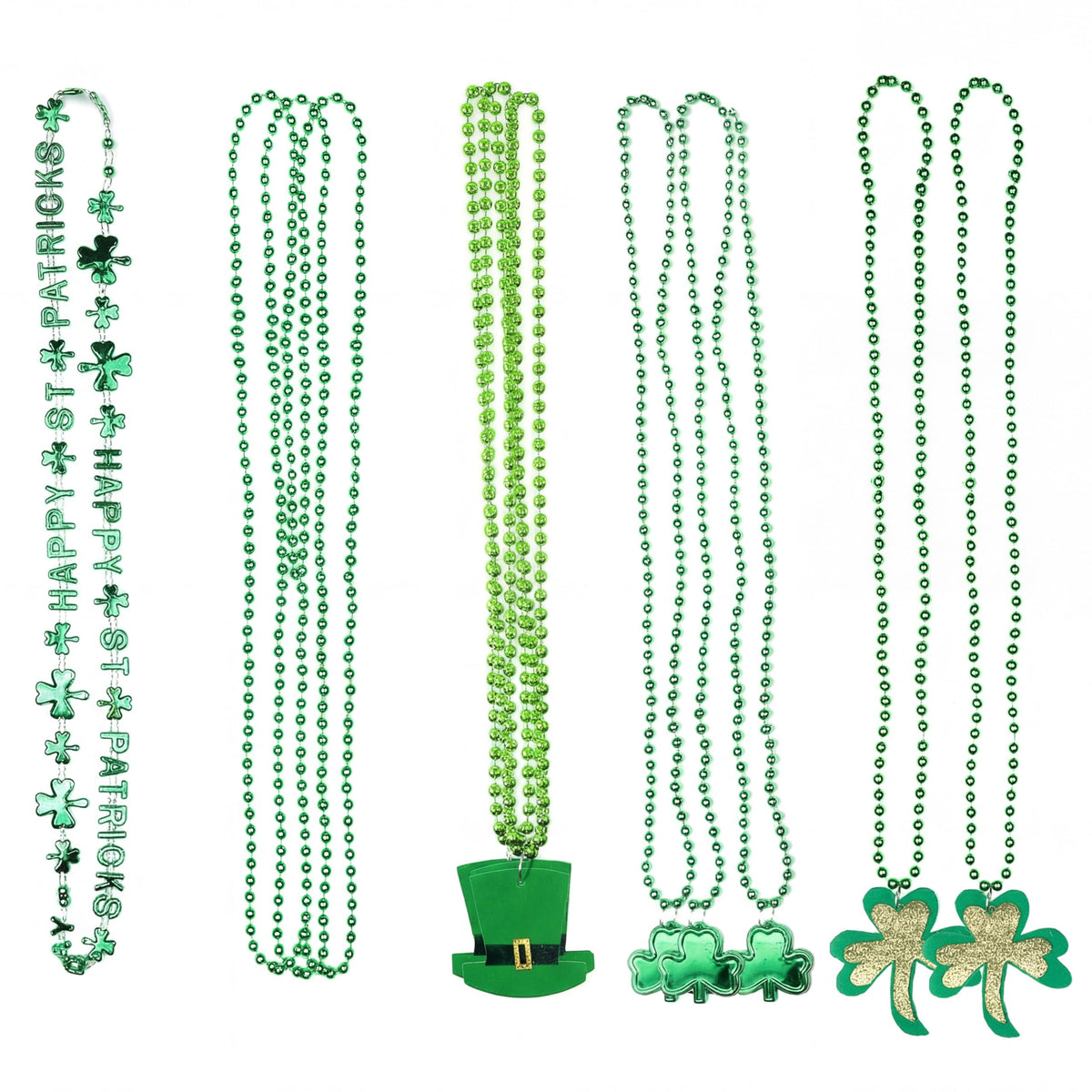 Giga Gud green shamrock beads necklace for St Patrick's Day party fun