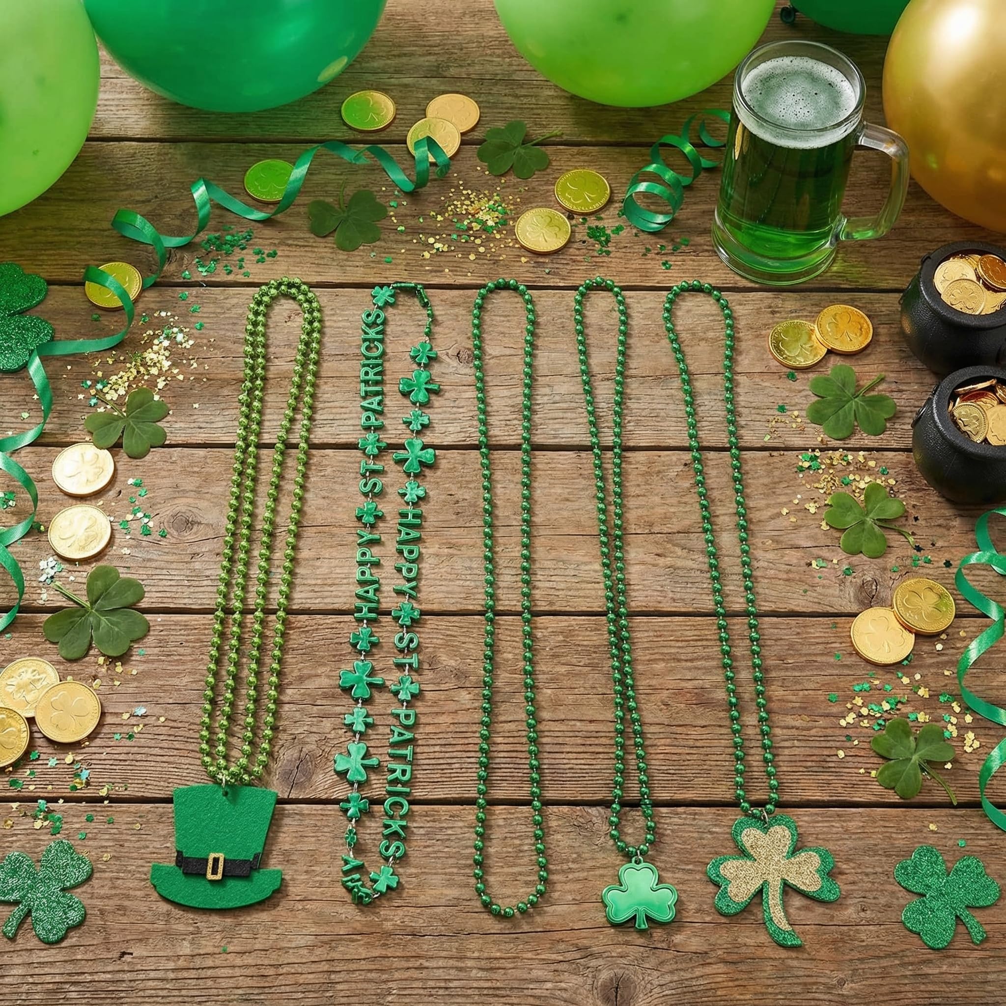 Giga Gud parade accessory green beads brighten Irish-themed events