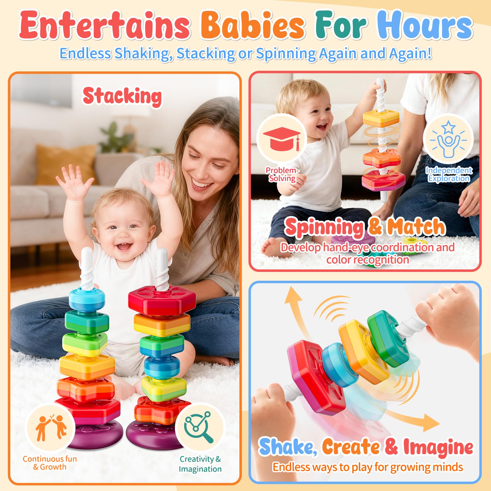 Gigilli safety-tested spinner with smooth edges for gentle play.