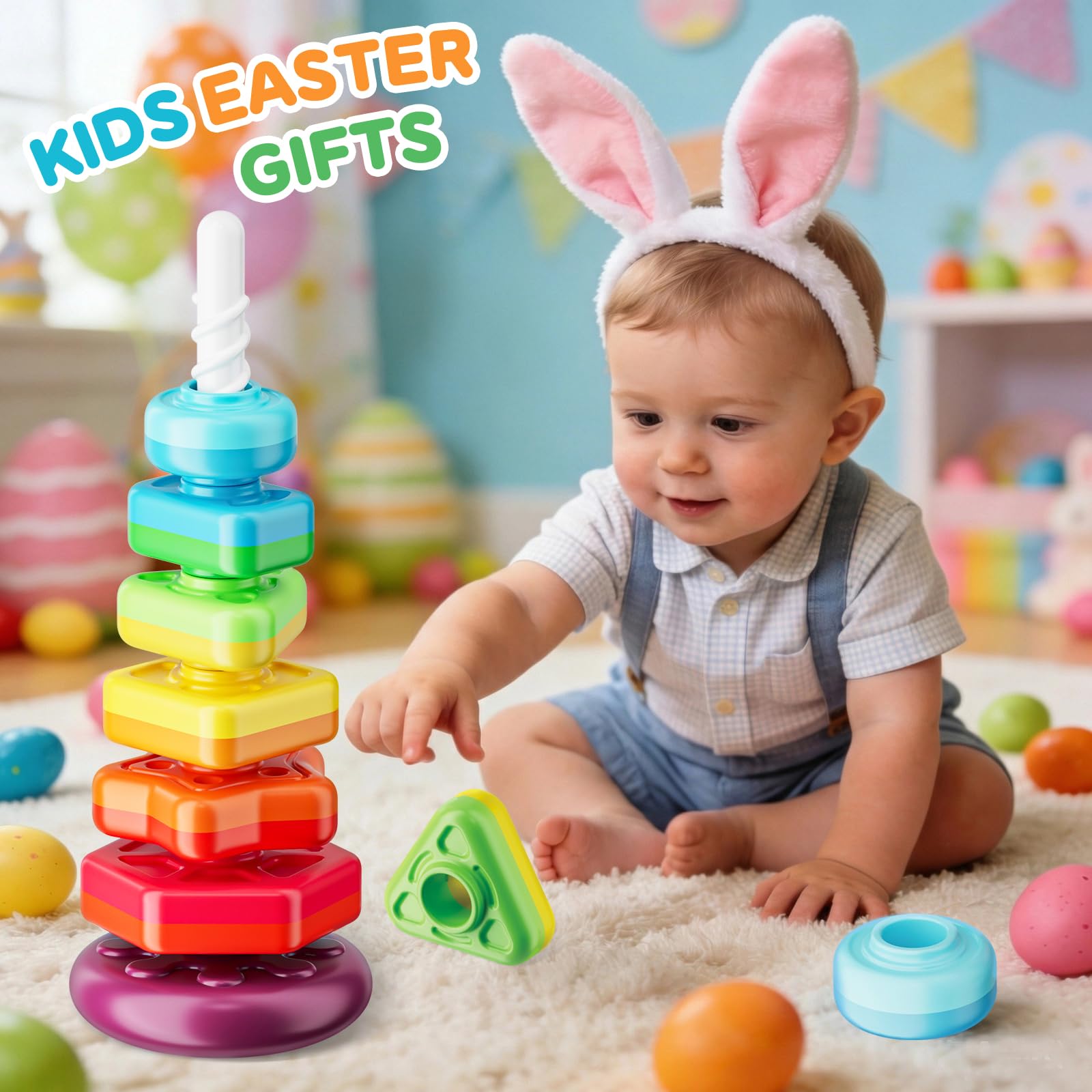 Gigilli spinning tower in action helps kids explore motion and cause-and-effect.