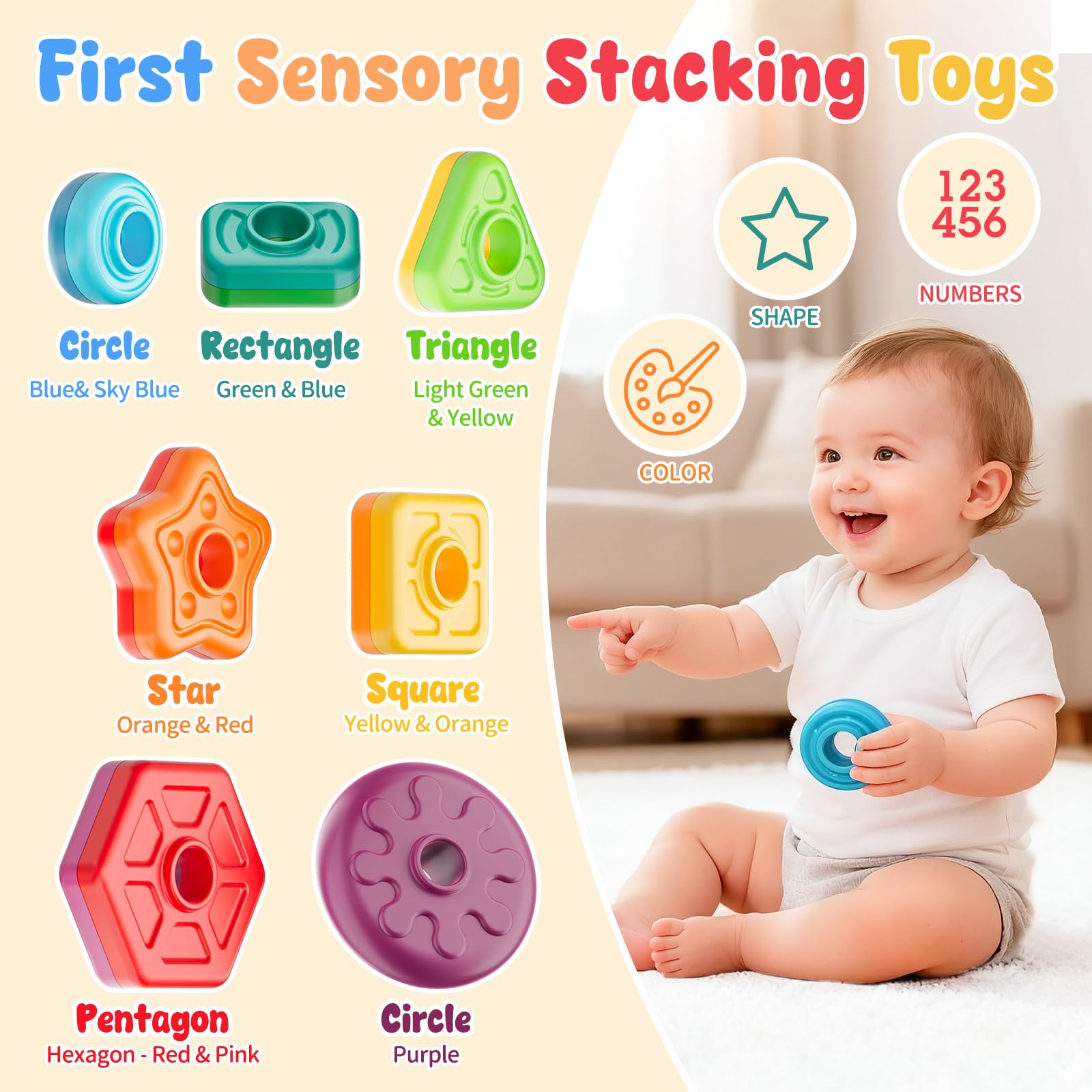 Gigilli toddler hands grip rings with smooth edges for safe play.
