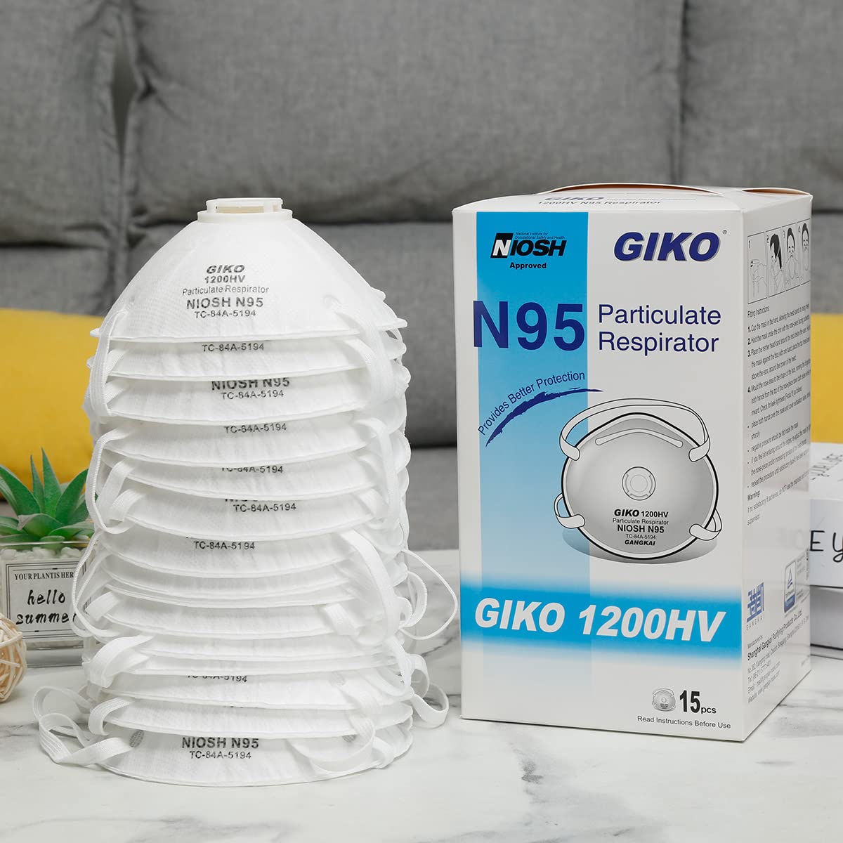 GIKO N95 respirator cross-section showing multi-layer construction.