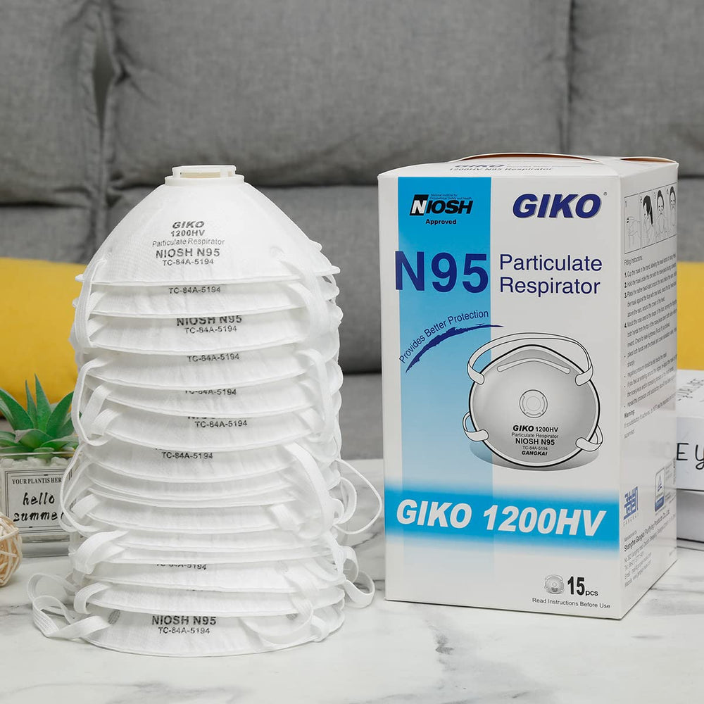 GIKO N95 respirator cross-section showing multi-layer construction.