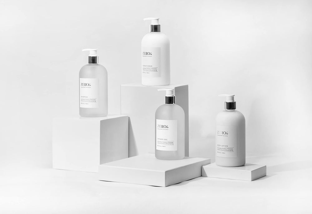 Bathroom vanity setup featuring Gilchrist & Soames Zero% Shampoo