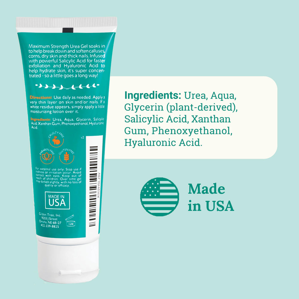 GILDEN TREE Urea Gel 42% Made in USA label on packaging