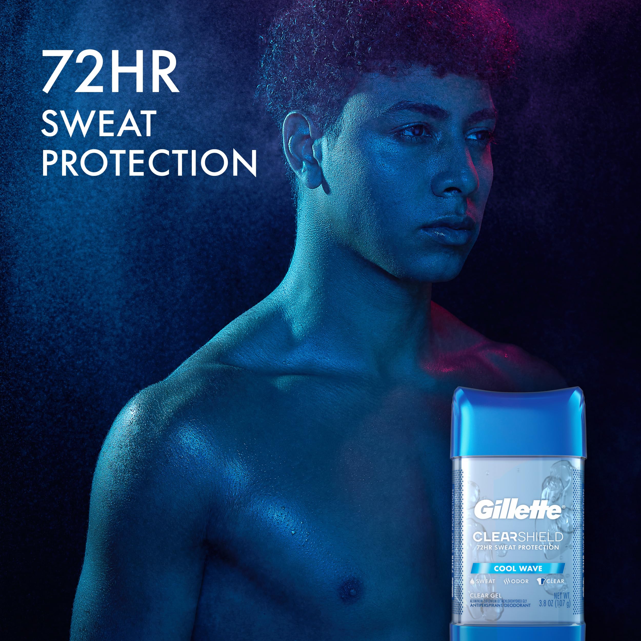 Gillette Advanced Clear Gel Cool Wave packaging detail with five-pack label