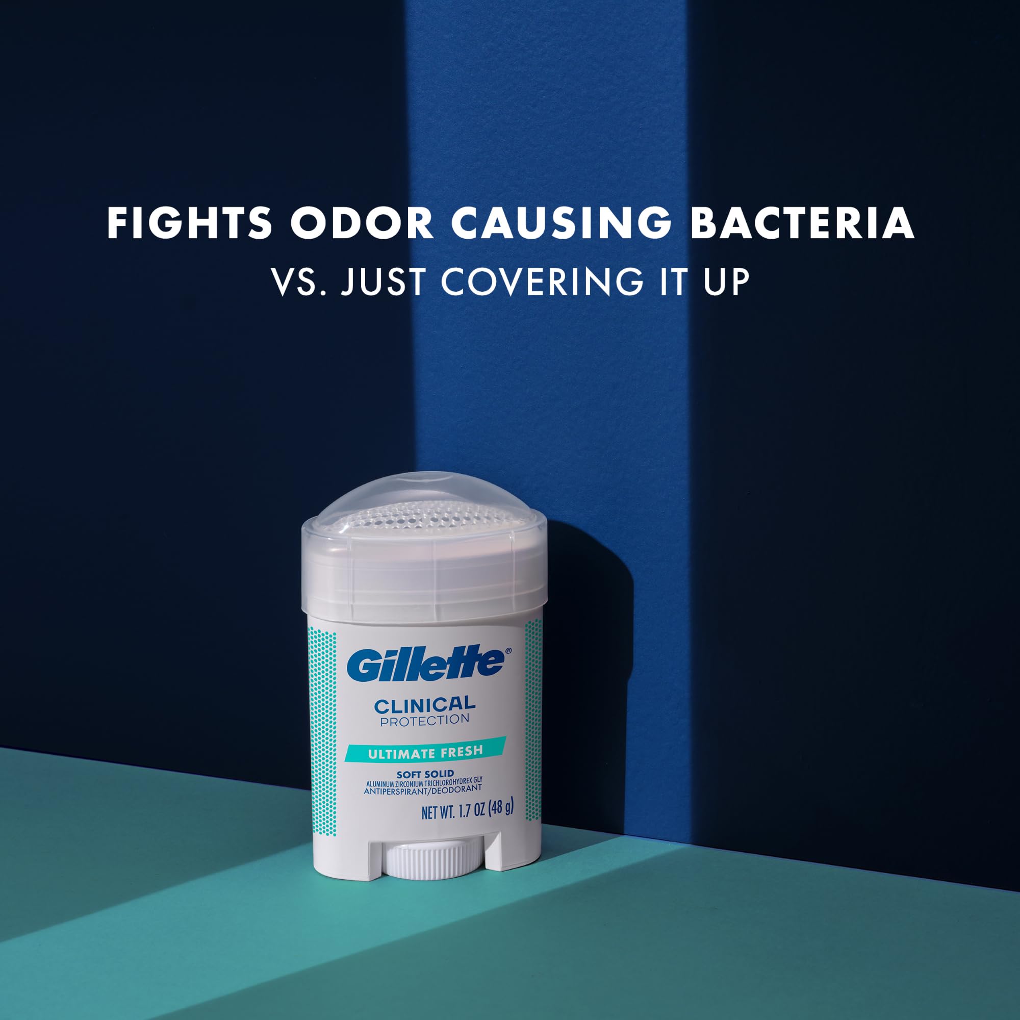 Gillette Clinical Soft Solid anti-white mark technology helps reduce residue