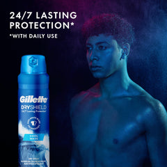 Close-up of misty spray release from the Gillette can