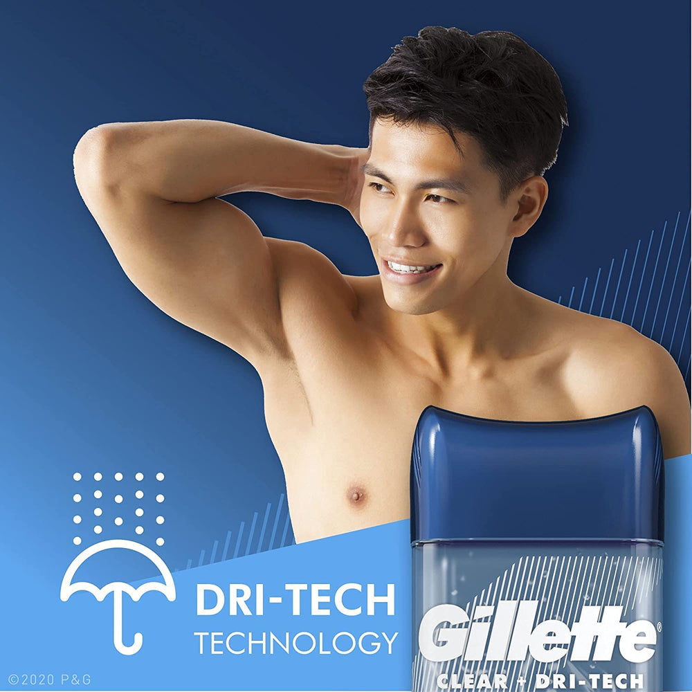 Gillette Endurance Clear Gel Cool Wave on dark fabric to help protect against odor.