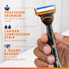 Gillette Fusion5 Power refill shows lubrication strip for smooth glide.