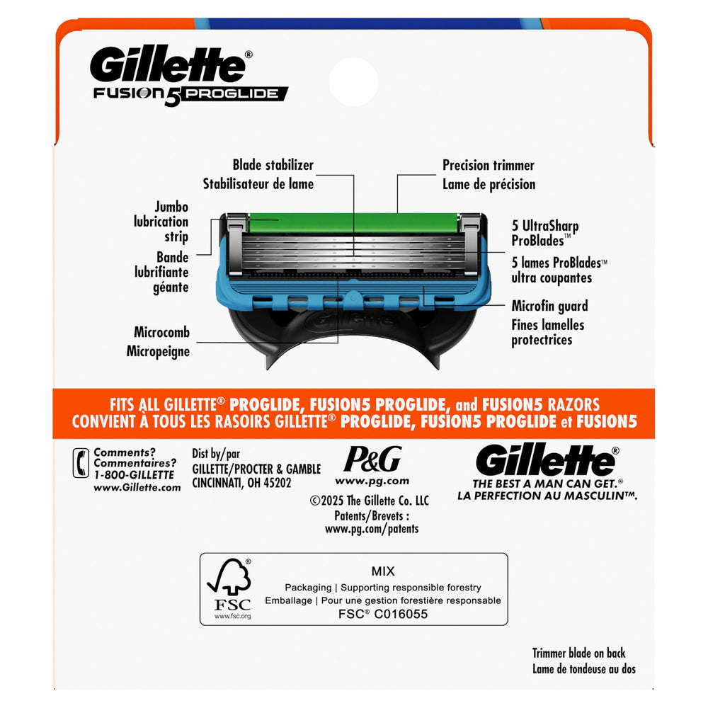 Gillette Fusion5 ProGlide long-lasting-shaves from each blade refill with proper technique.