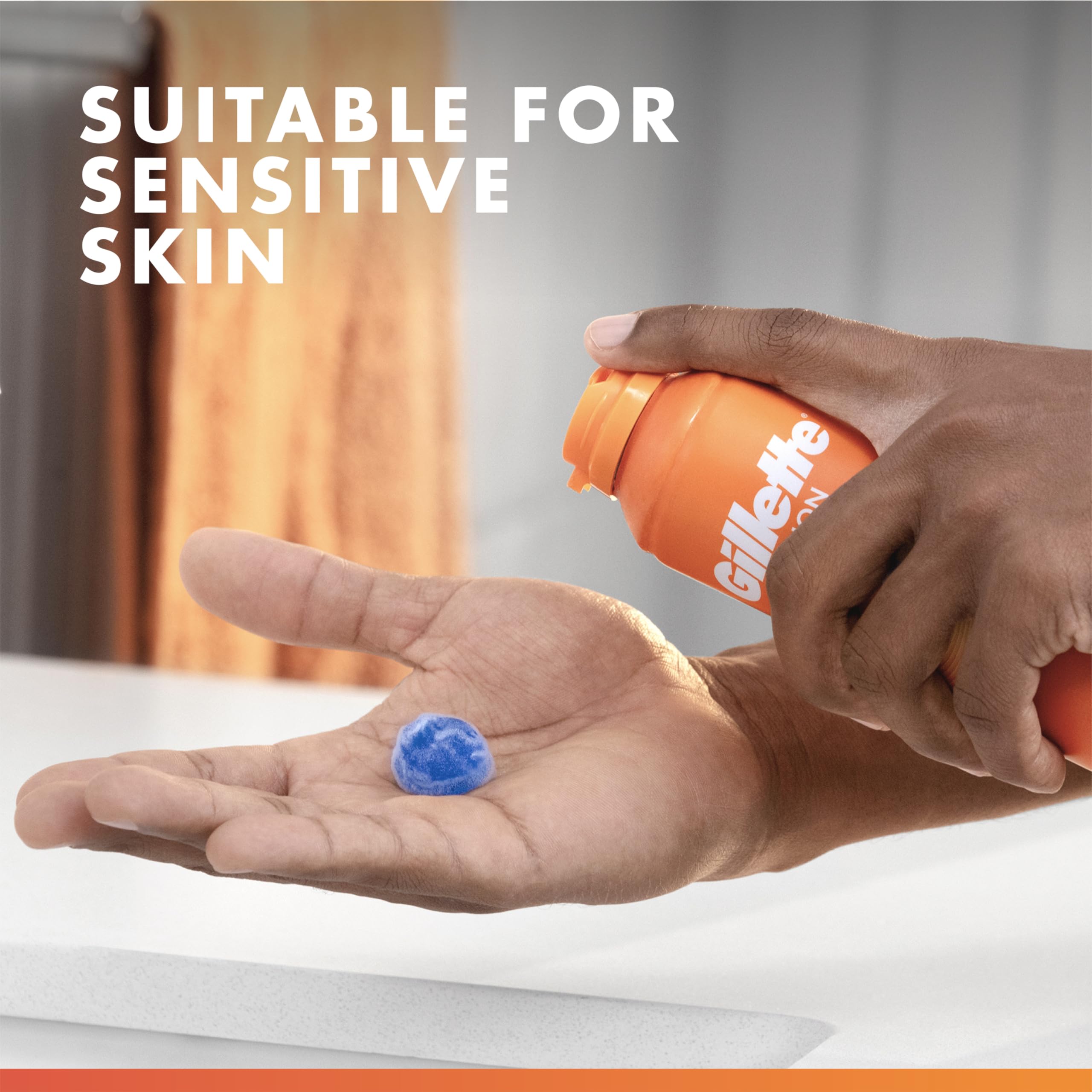 Gillette Fusion5 Ultra Sensitive Gel used with razor for close shave.