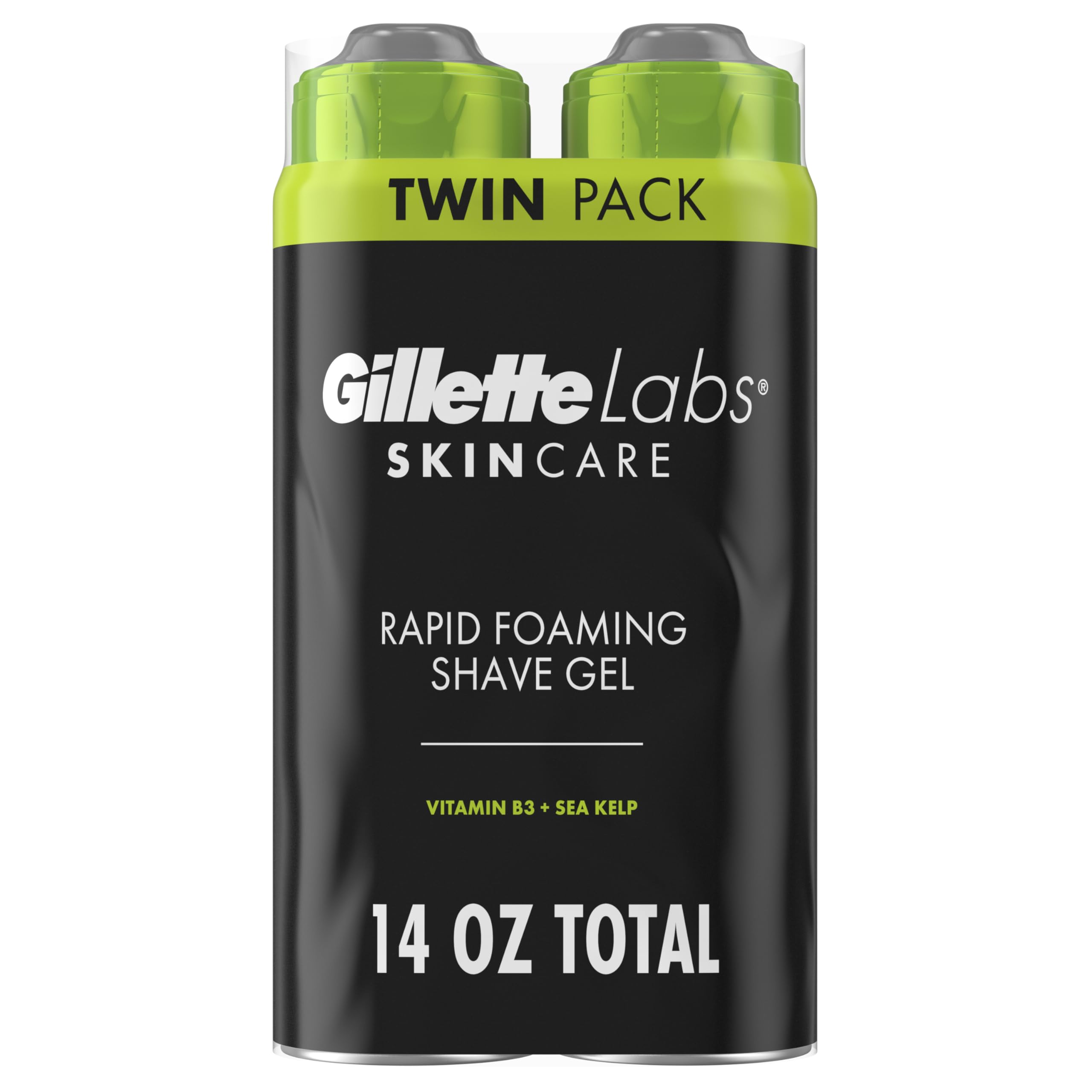 GilletteLabs Rapid Foaming Shave Gel 2-pack bottle for quick, smooth shaves.