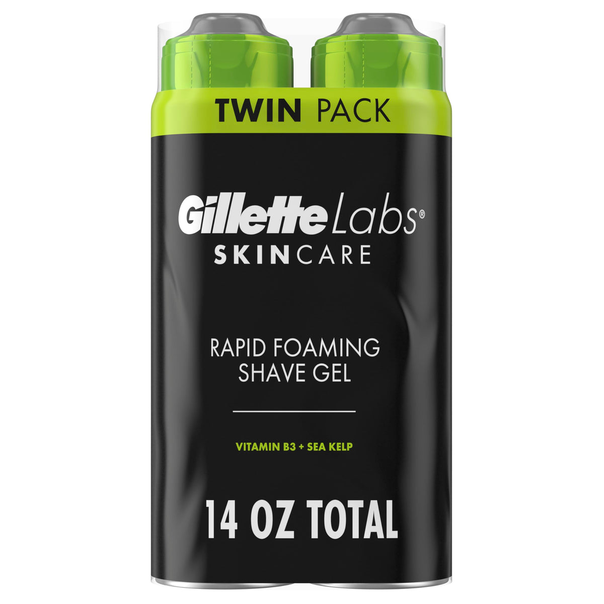 GilletteLabs Rapid Foaming Shave Gel 2-pack bottle for quick, smooth shaves.