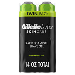 GilletteLabs Rapid Foaming Shave Gel 2-pack bottle for quick, smooth shaves.