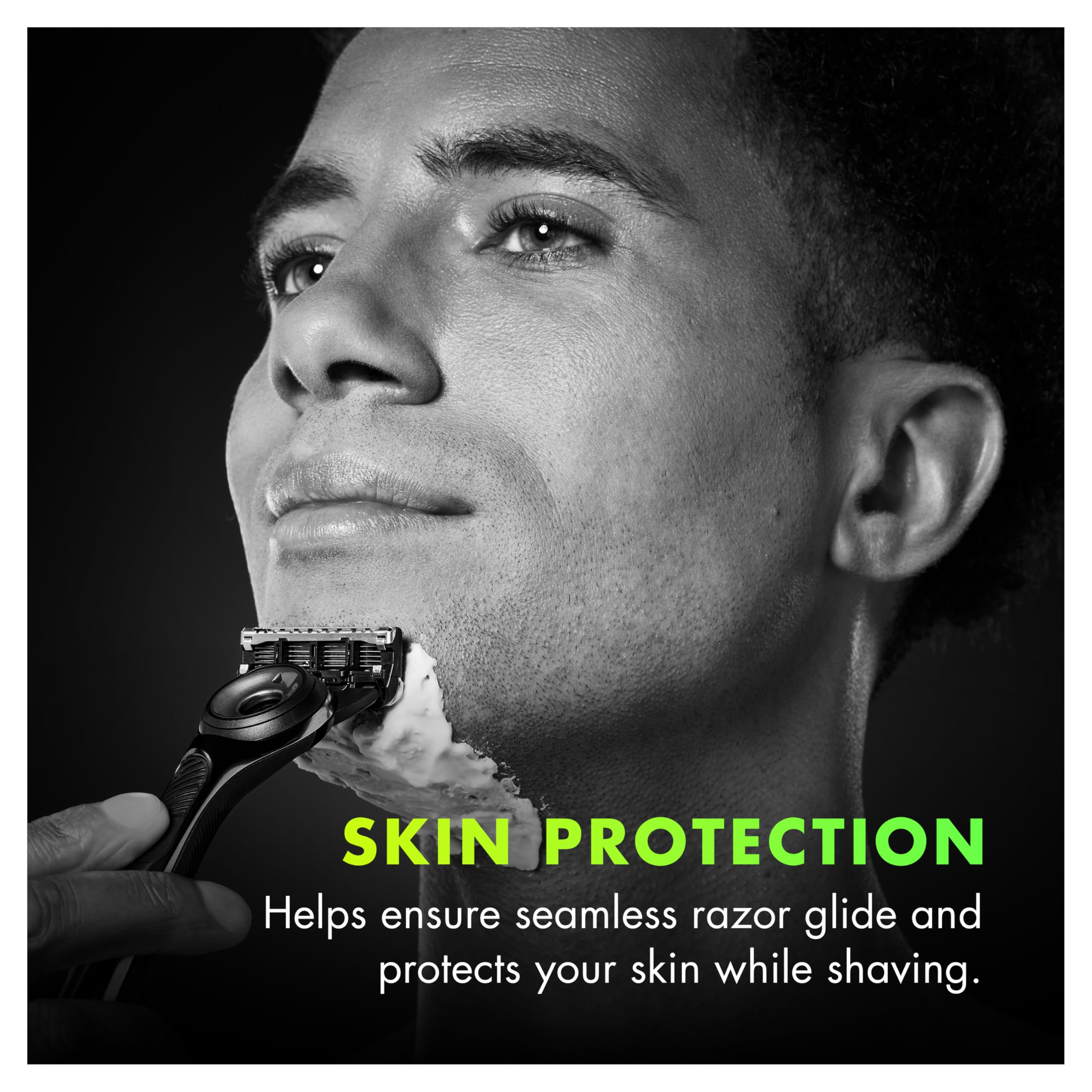 Cooling action helps soothe skin during a close shave.