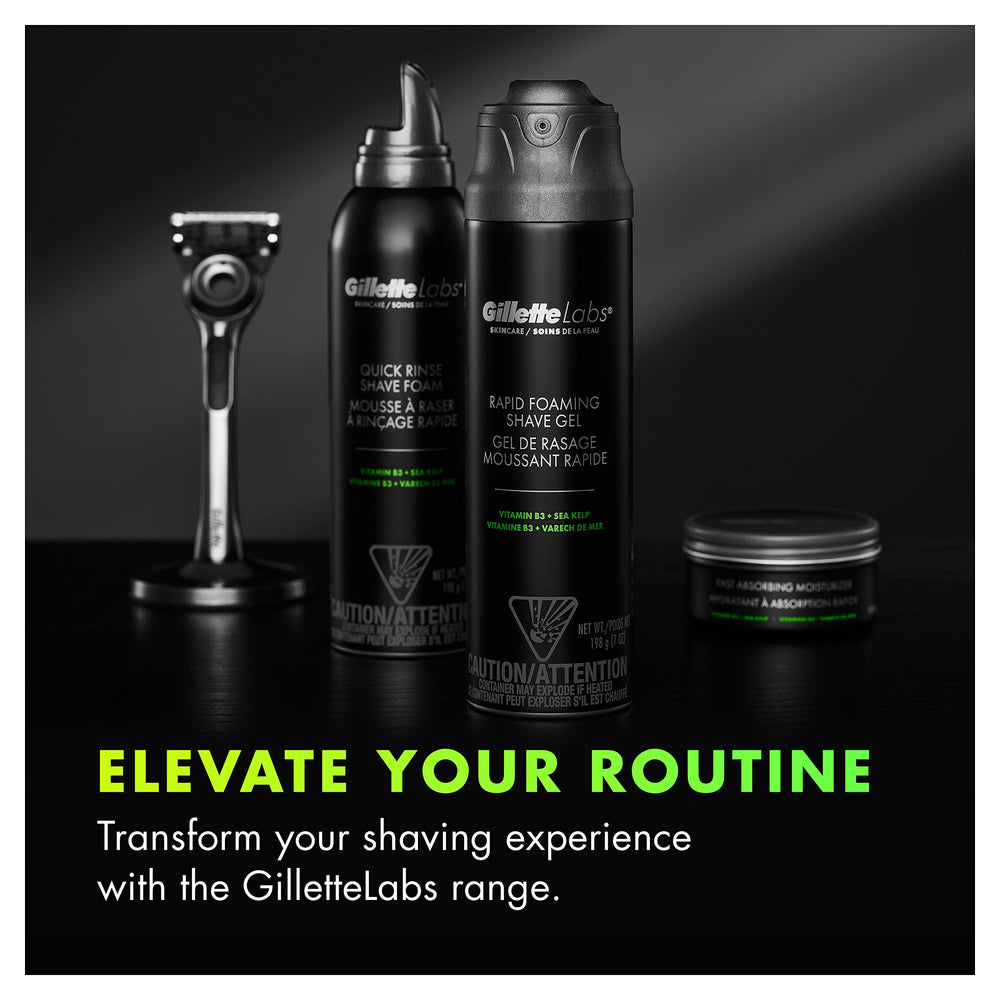 Gift-ready packaging for the GilletteLabs Rapid Foaming Shave Gel.